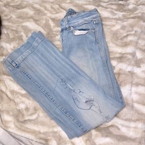 Refuge Premium Distressed Stretchy Light Wash Straight Flare Jeans Size 5